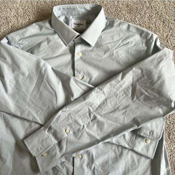 NWOT Goodfellow & Co Standard Fit Grey Blue Long Sleeve Button Down Shirt Large - Picture 4 of 9